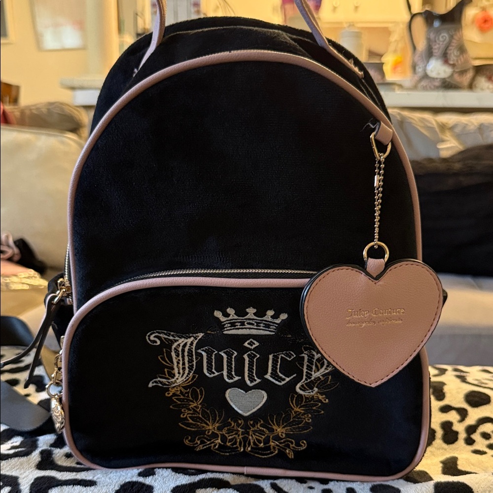Juicy Couture Black and Brown Backpack